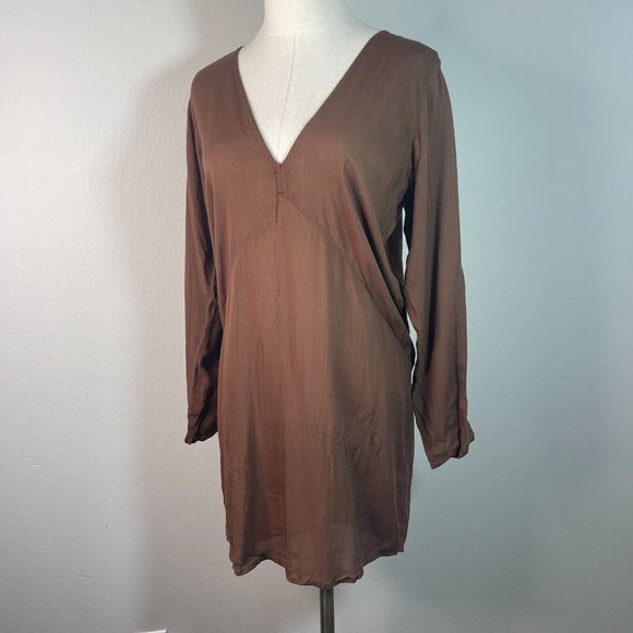 acacia swimwear Tops - Acacia S Small Tunic Top or Mini Dress Brown Crochet Back